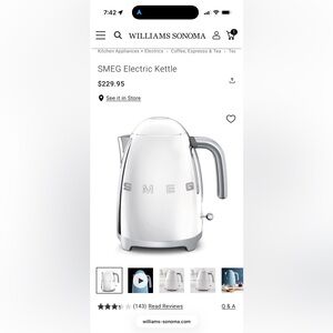 SMEG White Electric Kettle